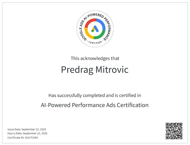 AI Powered Performance Ads Certificate