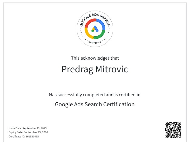Google Ads Search Certificate